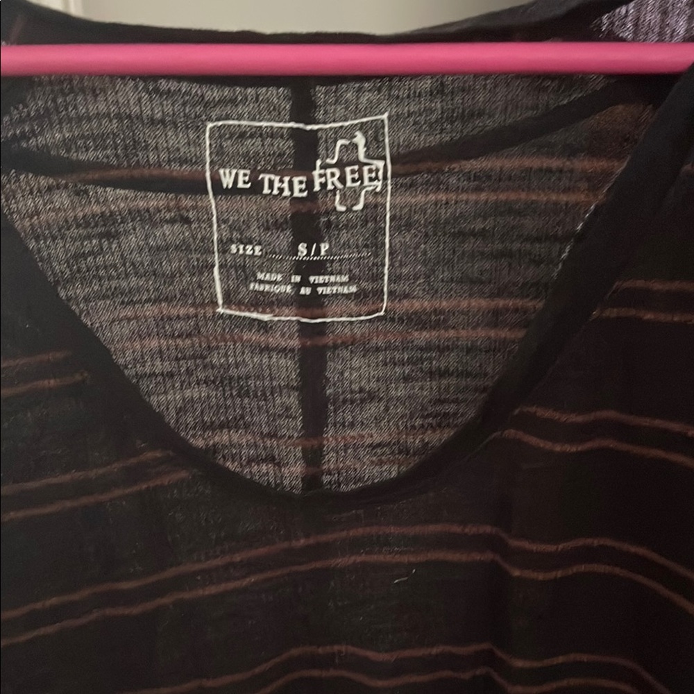 We The Free Black and Brown Striped Top